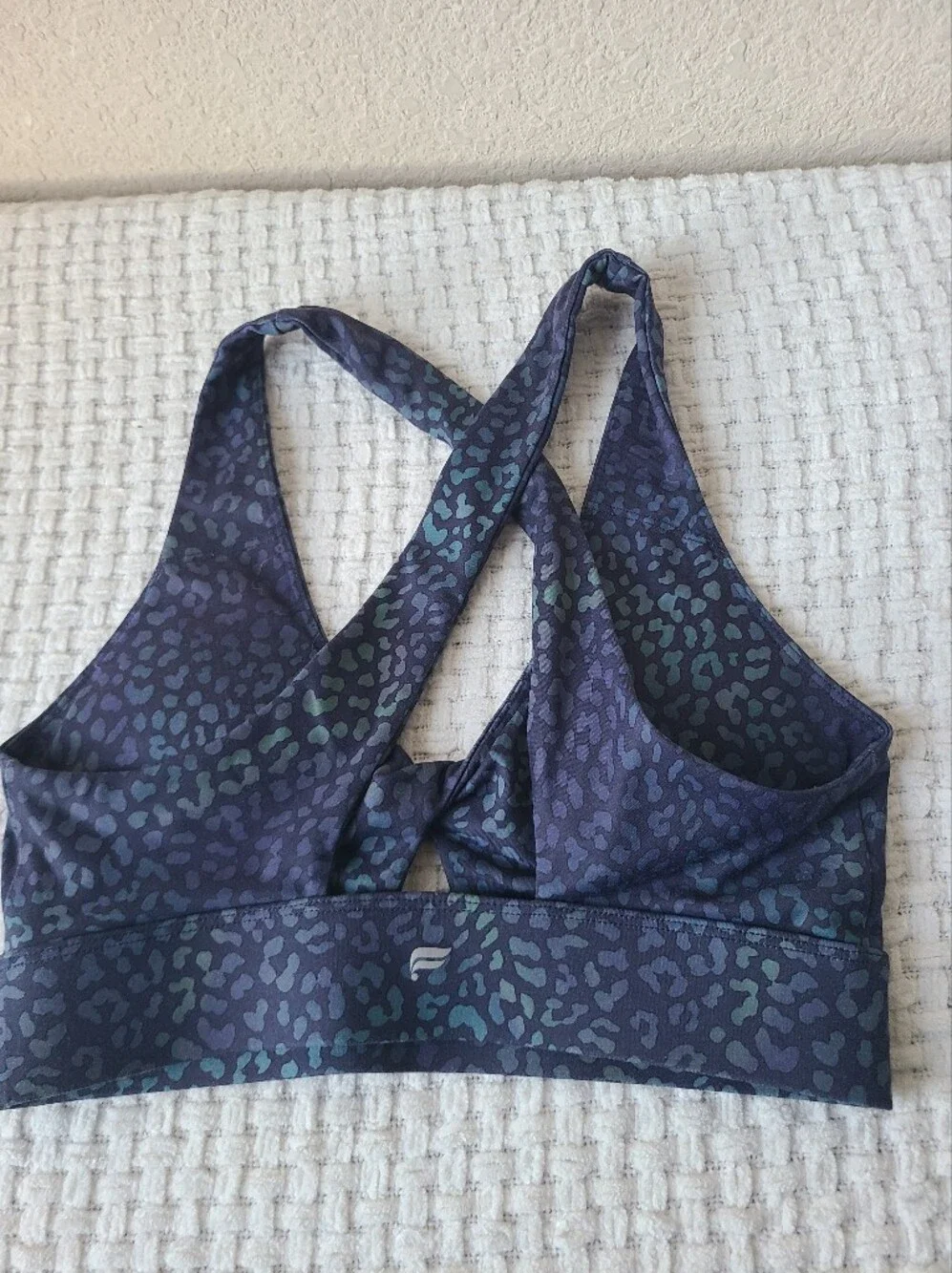 Fableticw Women's Dark Navy Leopard Print Racerback Sports Bra Size XS